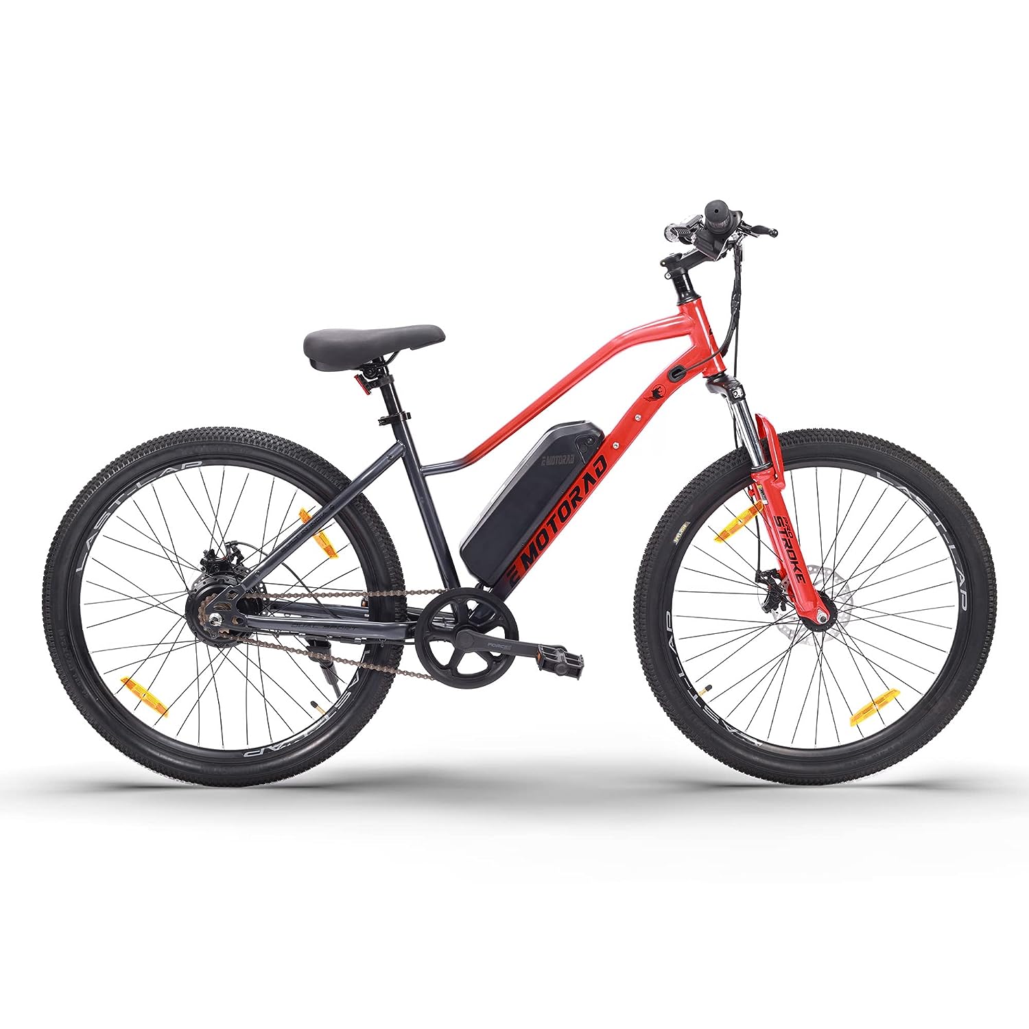 EMotorad X2 Mountain Electric Cycle (16" Frame, 7.65Ah Li-Ion Removable Battery, Front Suspension, LCD Display, 250W Motor) (Warm Red)